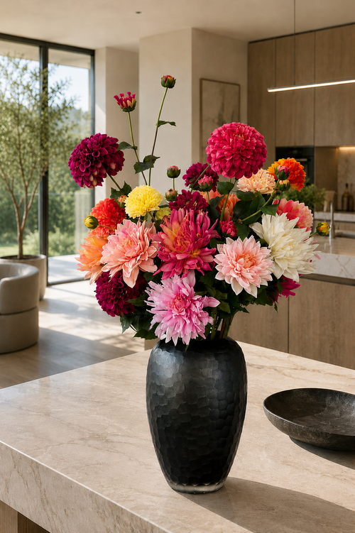 Zijden boeket Dahlia Explosion