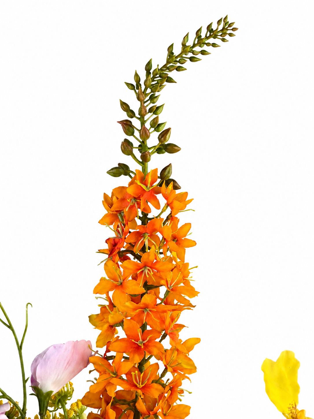 Zijden boeket Emma met warme oranje en gele bloemen 