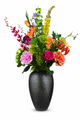 Zijden boeket Milou met kleurrijke bloemen en luxe uitstraling in vaas Levi van Fleurisant
